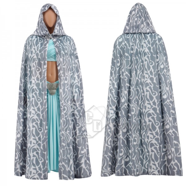 Star Wars Queen Padme Amidala Blue Tatooine Cape Dress Costume Halloween Outfit