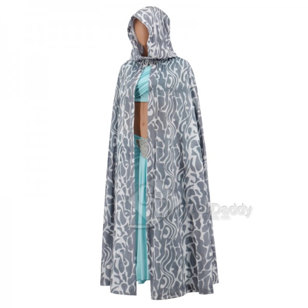 Star Wars Queen Padme Amidala Blue Tatooine Cape Dress Costume Halloween Outfit