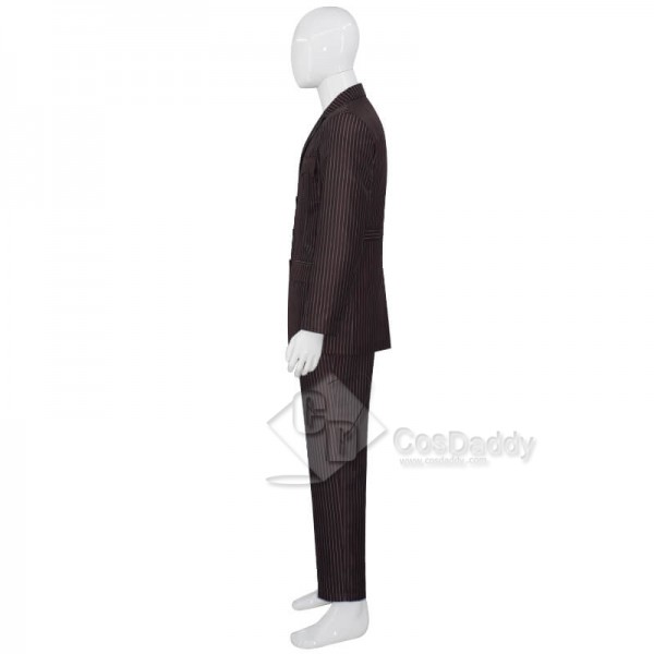 10th Doctor Brown Suit Blue Striped Doctor Who Tenth Doctor Cosplay Costume Updated Version