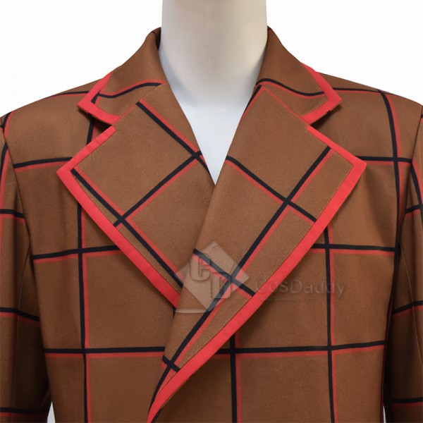 Cosdaddy 15th Doctor Who Ncuti Gatwa Lucky Day Brown Striped Plaid Jacket Cosplay Costumes 
