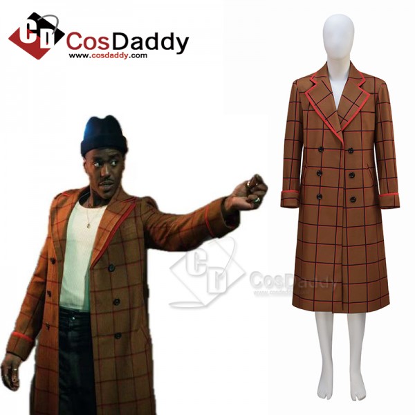Cosdaddy 15th Doctor Who Ncuti Gatwa Lucky Day Brown Striped Plaid Jacket Cosplay Costumes 