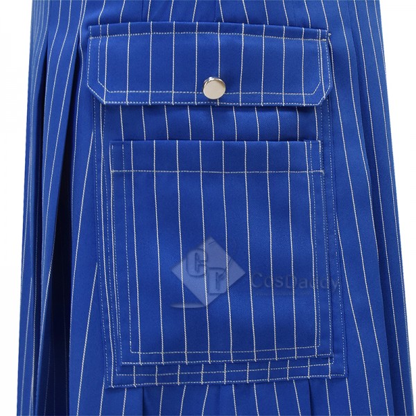 Cosdaddy 15th Doctor Who Ncuti Gatwa Blue Striped Cosplay Costumes Halloween Outfit