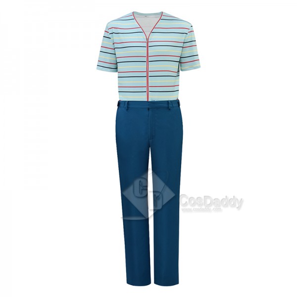 Cosdaddy 15th Doctor Who Ncuti Gatwa Lining Striped Shirt Navy Pants Cosplay Costumes 