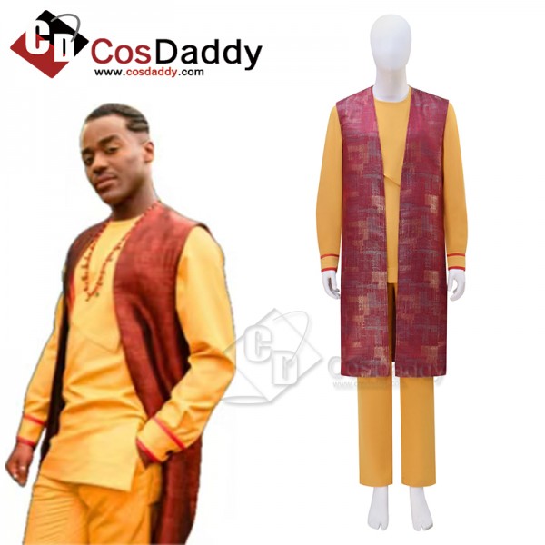 Cosdaddy 15th Doctor Who Ncuti Gatwa Yellow Brown Vest Suit Cosplay Costumes Halloween Outfit