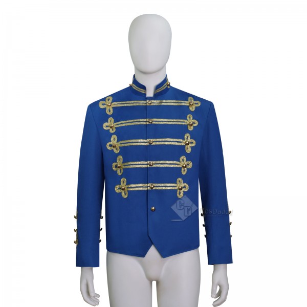 Cosdaddy Michael Jackson Cosplay Blue Military Marching Band Jacket Halloween Costume