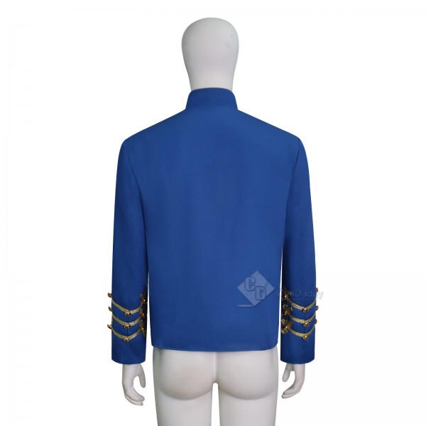 Cosdaddy Michael Jackson Cosplay Blue Military Marching Band Jacket Halloween Costume