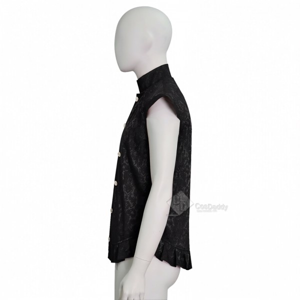 Cosdaddy Doctor Raised Jacquard Ruffle Vest Men Vintage Embossed Floral Brocade Waistcoat