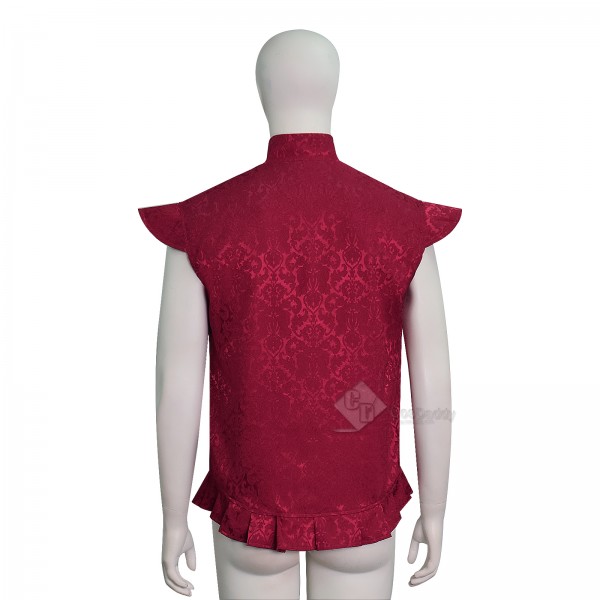 Cosdaddy Doctor Raised Jacquard Ruffle Vest Men Vintage Embossed Floral Brocade Waistcoat