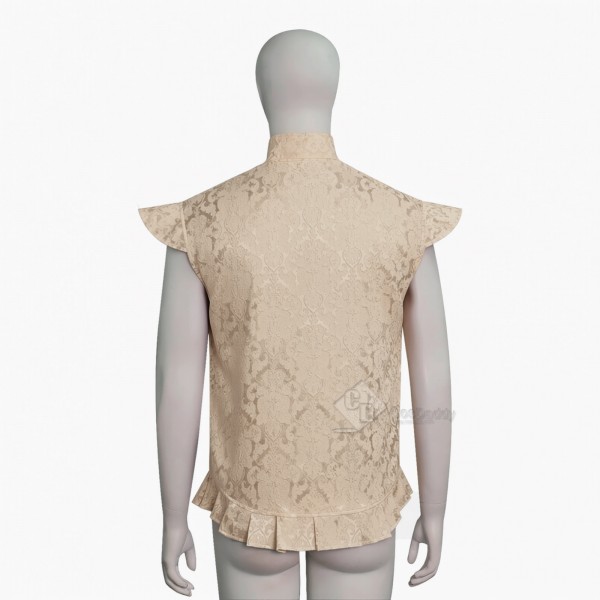 Cosdaddy Doctor Raised Jacquard Ruffle Vest Men Vintage Embossed Floral Brocade Waistcoat