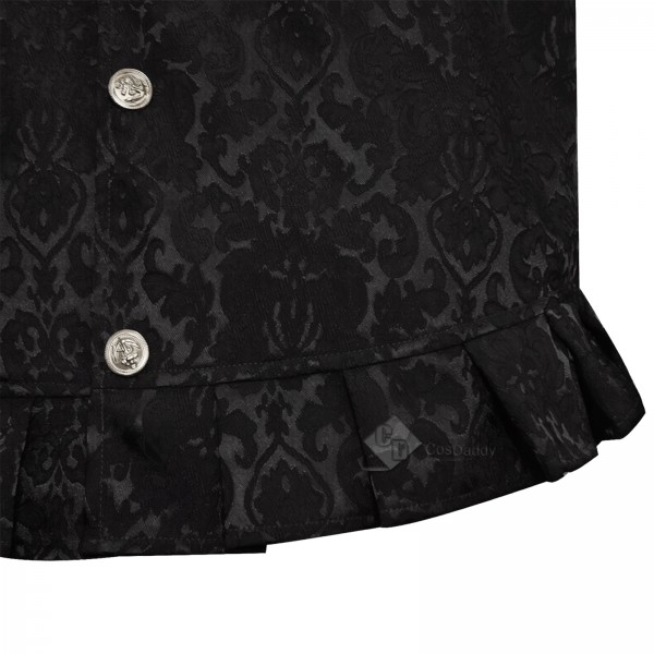 Cosdaddy Doctor Raised Jacquard Ruffle Vest Men Vintage Embossed Floral Brocade Waistcoat