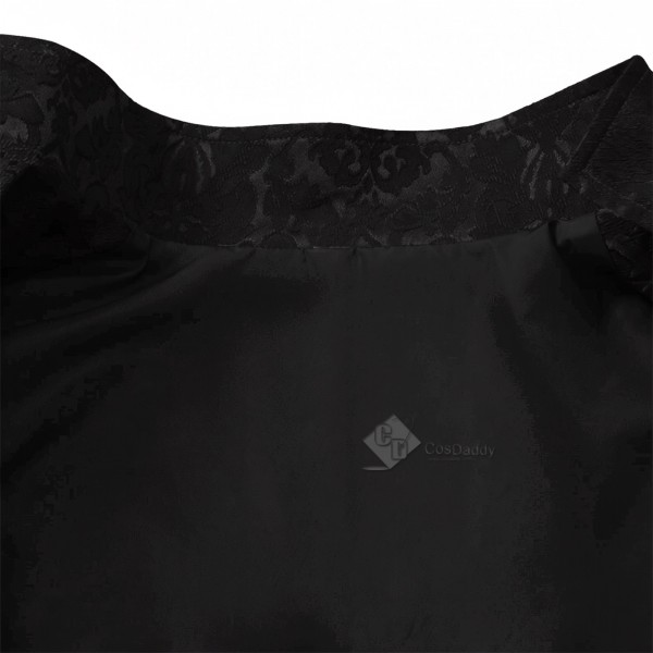 Cosdaddy Doctor Raised Jacquard Ruffle Vest Men Vintage Embossed Floral Brocade Waistcoat