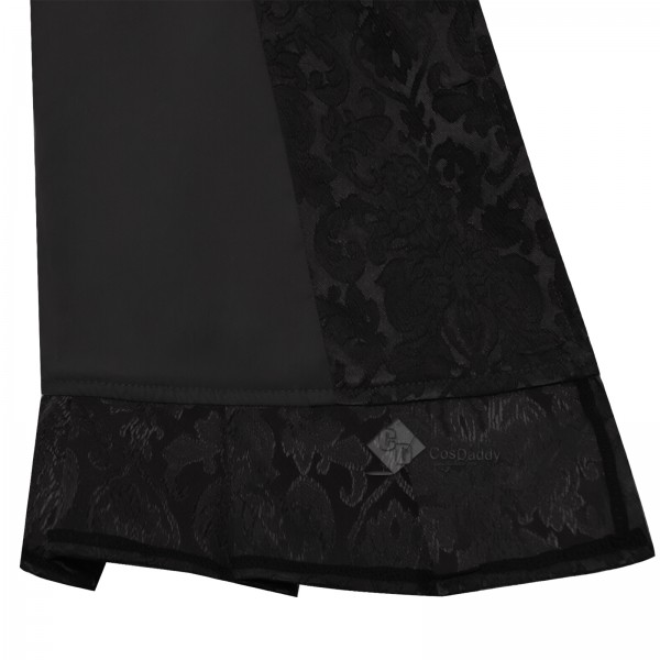 Cosdaddy Doctor Raised Jacquard Ruffle Vest Men Vintage Embossed Floral Brocade Waistcoat