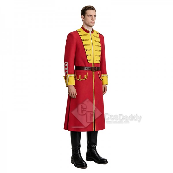 Cosdaddy George Washington Cosplay Costume Red Gold Long Military Coat Halloween Outfit 