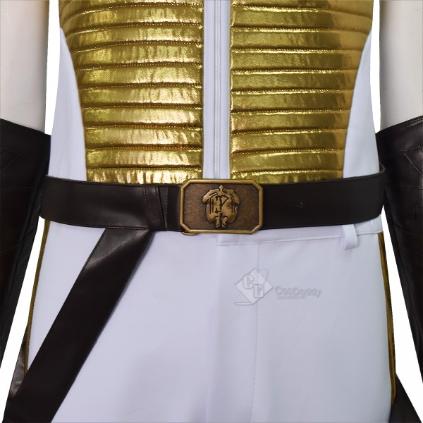 Cosdaddy Masters of the Universe Teela Cosplay Jumpsuit White Gold Combat Outfit 