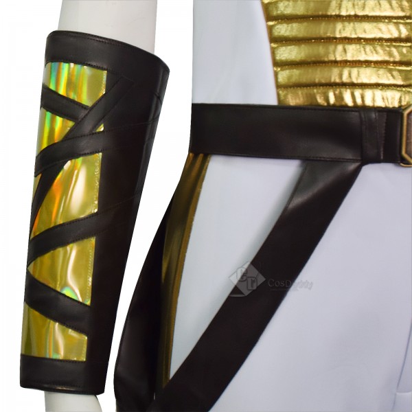 Cosdaddy Masters of the Universe Teela Cosplay Jumpsuit White Gold Combat Outfit 