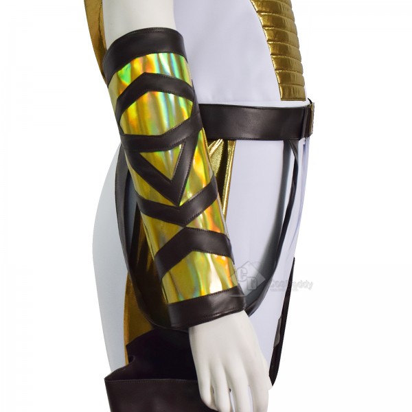 Cosdaddy Masters of the Universe Teela Cosplay Jumpsuit White Gold Combat Outfit 