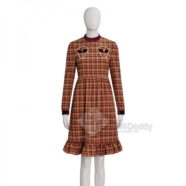 Orphan Esther Cosplay Costume Brown Plaid Dress Halloween Carnival Suit