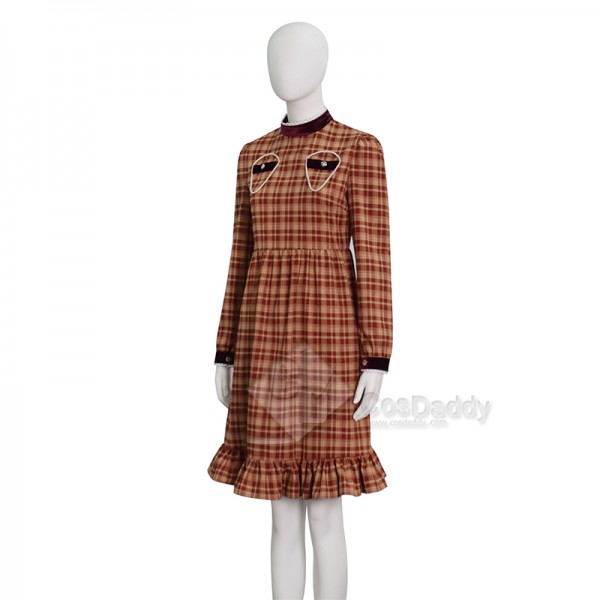 Orphan Esther Cosplay Costume Brown Plaid Dress Halloween Carnival Suit