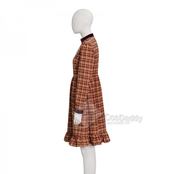 Orphan Esther Cosplay Costume Brown Plaid Dress Halloween Carnival Suit