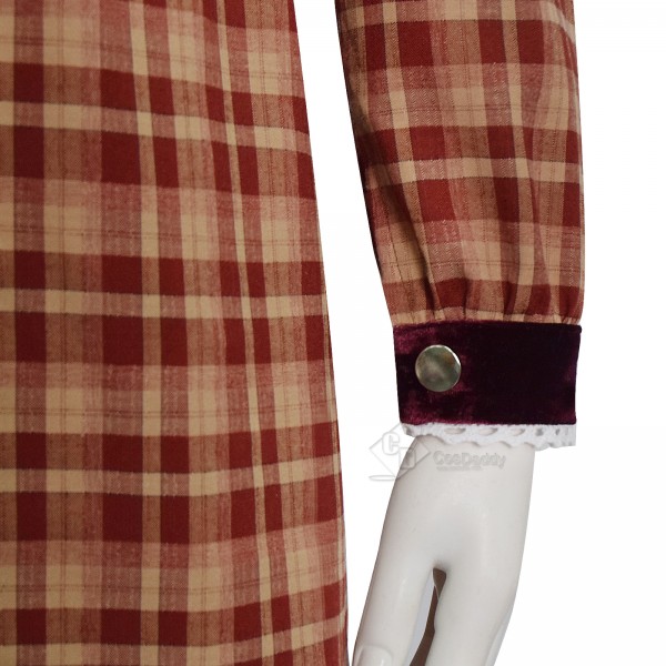 Orphan Esther Cosplay Costume Brown Plaid Dress Halloween Carnival Suit