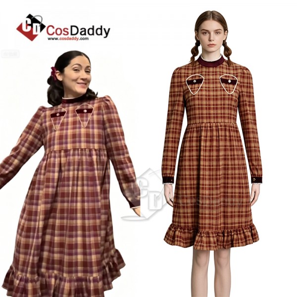 Orphan Esther Cosplay Costume Brown Plaid Dress Halloween Carnival Suit