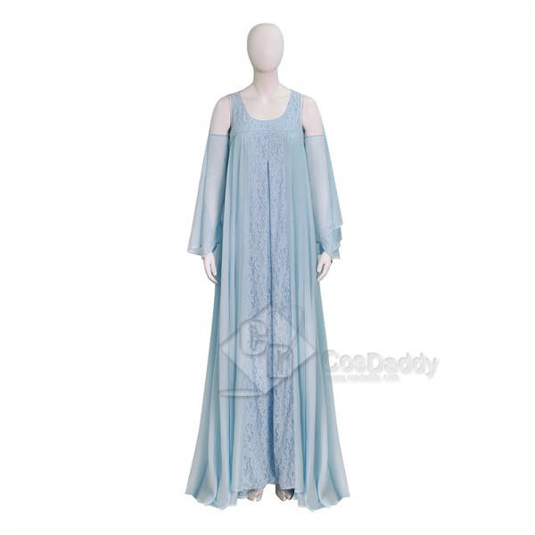 Cosdaddy Star Wars Padme Amidala Cosplay Dress Light Blue Lace Chiffon Dress