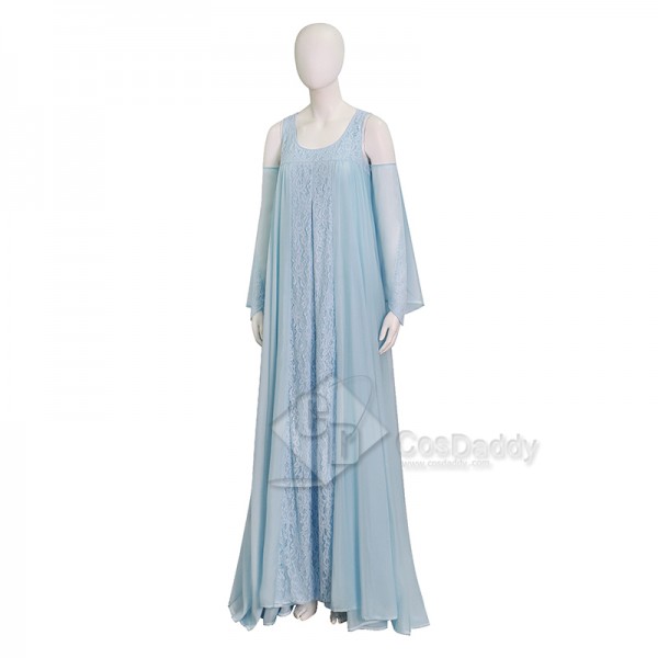Cosdaddy Star Wars Padme Amidala Cosplay Dress Light Blue Lace Chiffon Dress