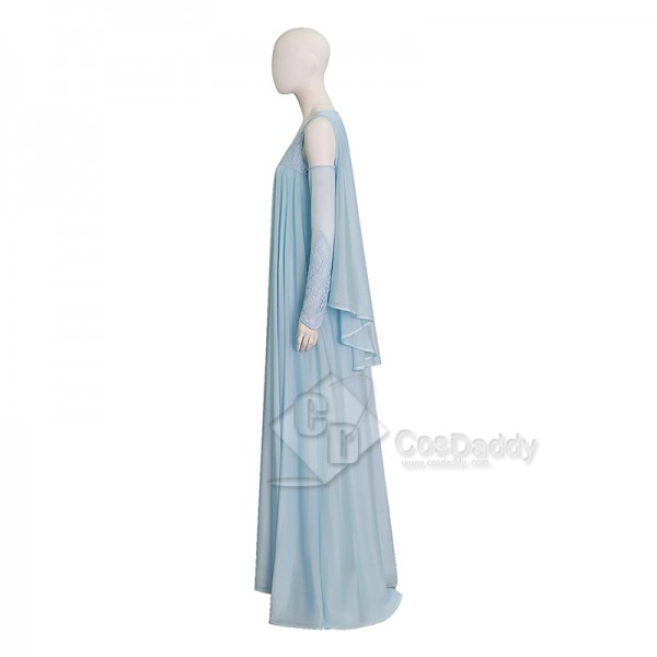 Cosdaddy Star Wars Padme Amidala Cosplay Dress Light Blue Lace Chiffon Dress