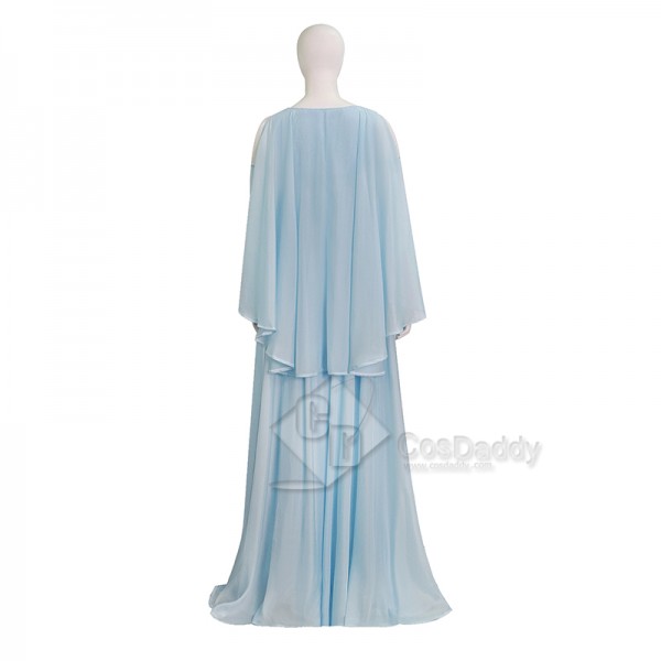 Cosdaddy Star Wars Padme Amidala Cosplay Dress Light Blue Lace Chiffon Dress
