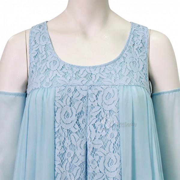 Cosdaddy Star Wars Padme Amidala Cosplay Dress Light Blue Lace Chiffon Dress