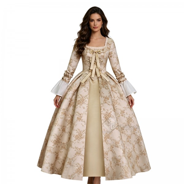 Cosdaddy Dangerous Liaisons Rococo Ball Gown Vintage 18th Court Marie Antoinette Champagne Costume