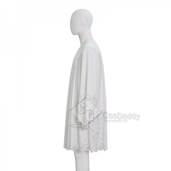 Cosdaddy White Pleated Lace Surplice Roman Catholic Liturgical Vestment Short Clergy Robe