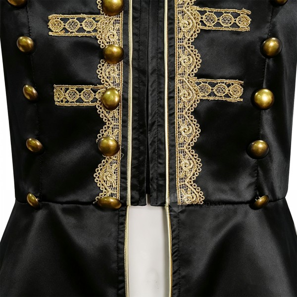 Cosdaddy Baroque Cosplay Costume Royal Military Tailcoat Performance Black Dress