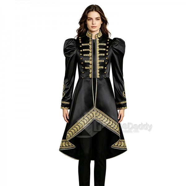 Cosdaddy Baroque Cosplay Costume Royal Military Tailcoat Performance Black Dress