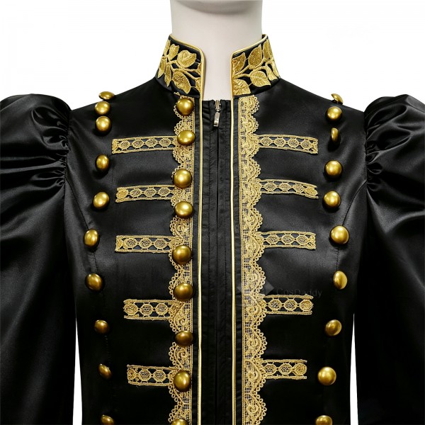Cosdaddy Baroque Cosplay Costume Royal Military Tailcoat Performance Black Dress
