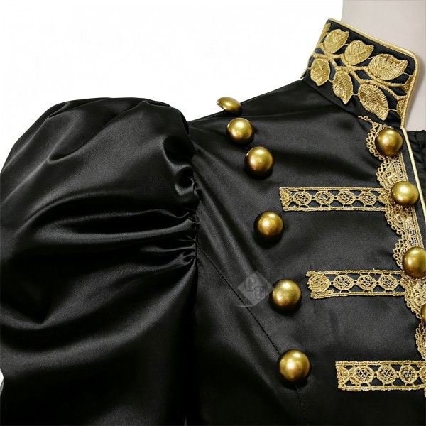 Cosdaddy Baroque Cosplay Costume Royal Military Tailcoat Performance Black Dress