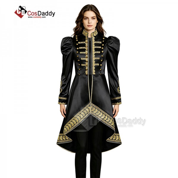 Cosdaddy Baroque Cosplay Costume Royal Military Tailcoat Performance Black Dress