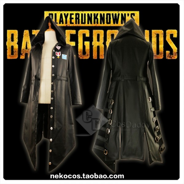 Playerunknown's Battlegrounds Costume Black Leather Hooded Jacket