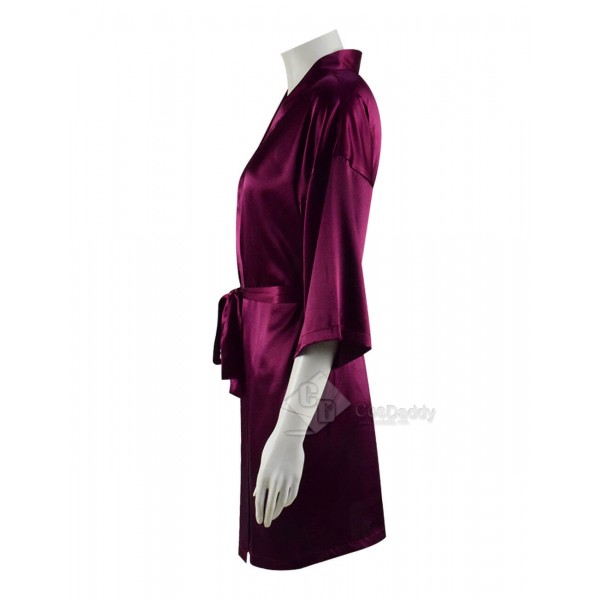 Sexy Luxury Purple Satin Robe And Nighty Costume