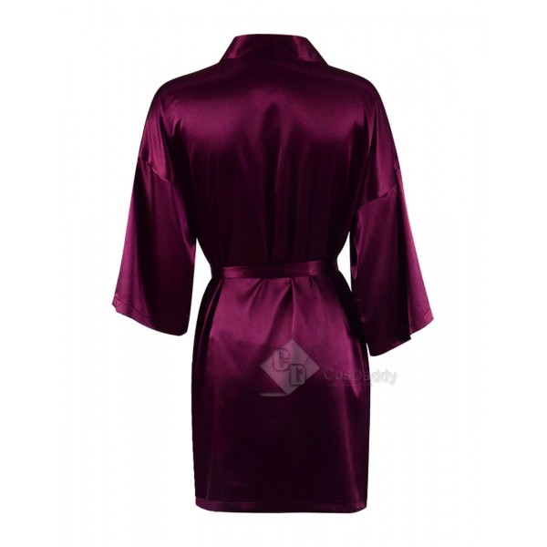 Sexy Luxury Purple Satin Robe And Nighty Costume