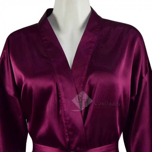 Sexy Luxury Purple Satin Robe And Nighty Costume