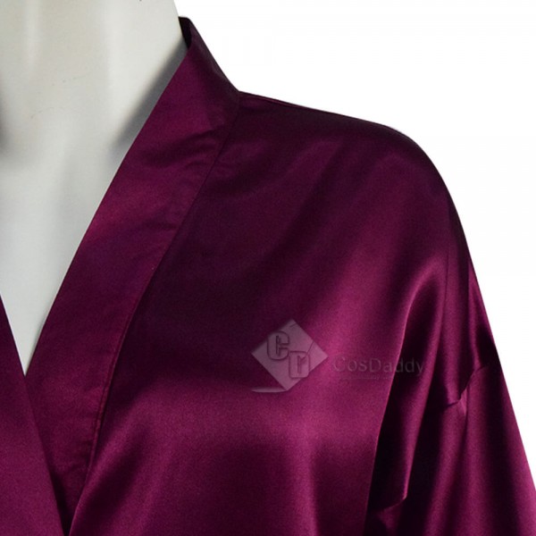 Sexy Luxury Purple Satin Robe And Nighty Costume