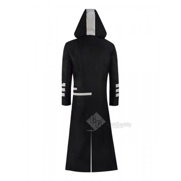 Casual Black Hooded Abrigo Hombre Button Long Trench Coat