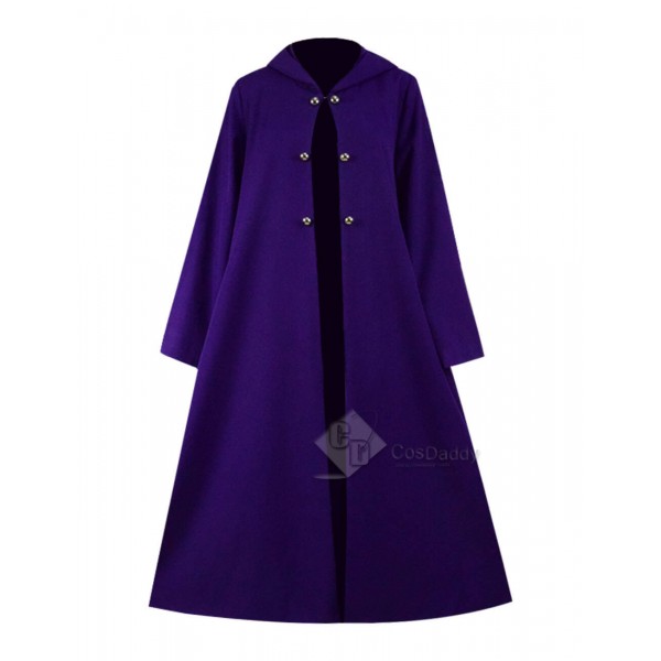 Steampunk Purple Hooded Cape Cloak Double Breasted...