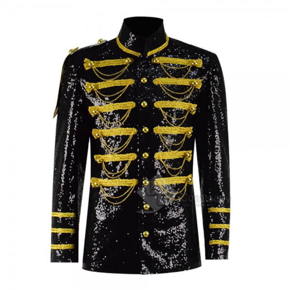 Gothic Jacket Mens Victoria Coat Costume Yellow Chain Party Outwear