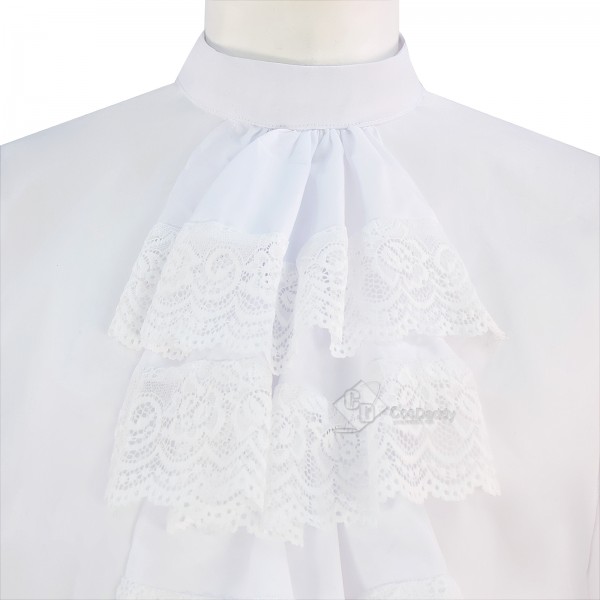 Cosdaddy Austin Powers Mid-century Vintage White Cotton Shirt Cosplay Costume Halloween Outfit 