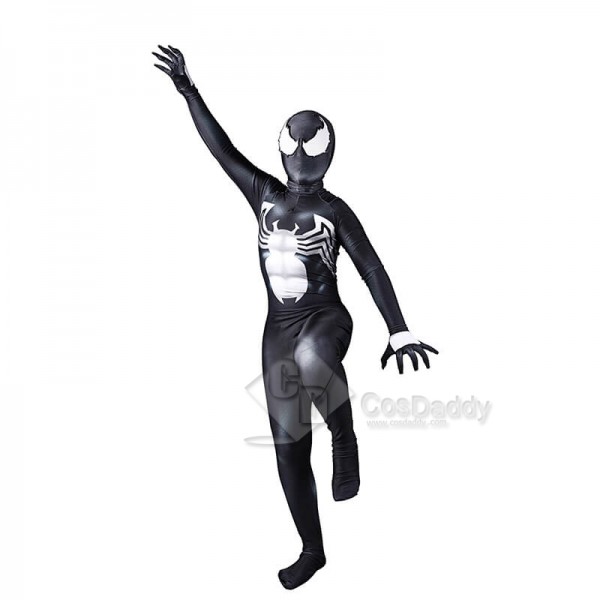 Venom Spiderman Costume Black Tight Jumpsuit Halloween Cosplay