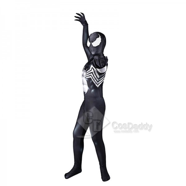 Venom Spiderman Costume Black Tight Jumpsuit Halloween Cosplay