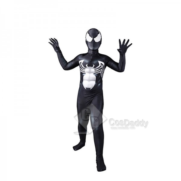 Venom Spiderman Costume Black Tight Jumpsuit Hallo...
