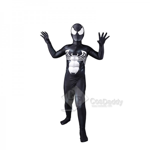 Venom Spiderman Costume Black Tight Jumpsuit Halloween Cosplay